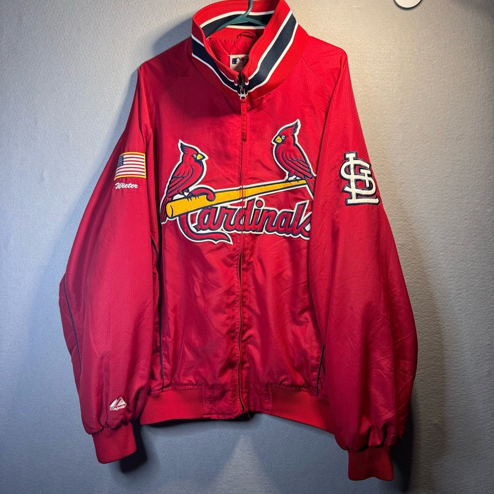 MLB St. Louis Cardinals Vintage Zip Windbreaker Jacket 2XLRed Authentic Majestic